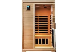 LTCCDSS 2 Person Infrared Sauna, Hemlock Wooden Far Infrared Sauna for Home, with 1750W, 6 Low EMF Heaters 2 Bluetooth Speakers, 1 LED Reading Lamp and 2 Color Lights Home Sauna Room