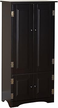 Amazon Com Target Marketing Systems Tall Storage Cabinet With 2 Adjustable Top Shelves And 1 Bottom Shelf Black Furniture Decor
