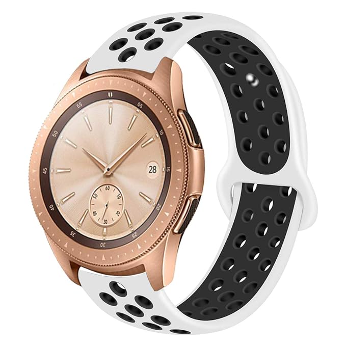 Compatible With Samsung Galaxy Watch 42mm Bands Gear Sport Band 20mm Breathable Silicone Strap Sports Wristband For Galaxy Watch Active 40mm White Black Large Amazon In Electronics