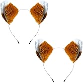 SIOTMERA 2 Pack Fox Ears Headband Furry Realistic Animal Hairband for Party Cosplay Dress up Halloween Costume Makeup Washing Face Adults