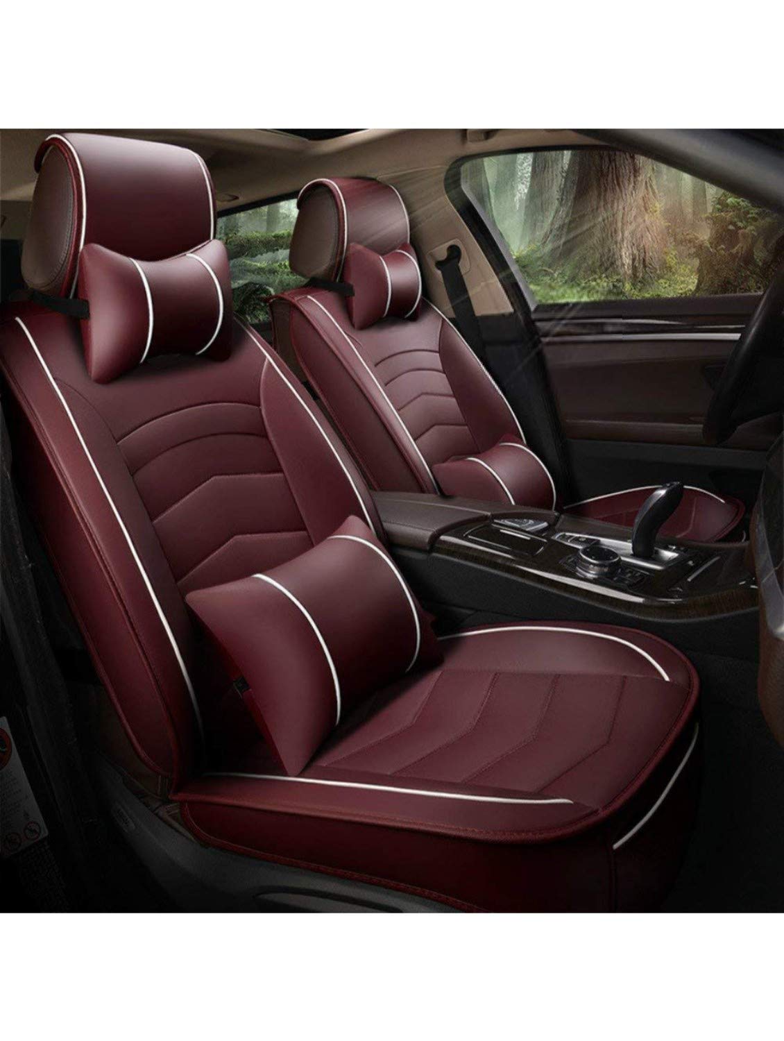 Kia Seltos car seat Cover with PU Leather Black & Red Best Price With Best Deal in Your City