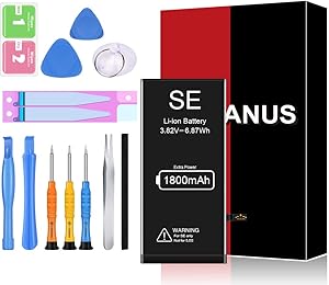 [1800mAh] Battery for iPhone SE, HEGANUS New 0 Cycle Higher Capacity Battery Replacement for iPhone SE with Complete Professional Repair Tools Kits