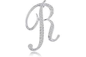 ETHOON Letter Brooch Pins Initial Rhinestone Brooch for Women Crafts Silvery A-Z