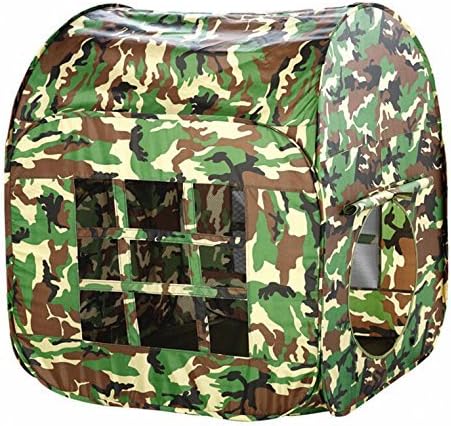 Zewik Large Space Play Tent Children Game Two-Door House Green Camouflage Pretend Army War Soldier Best Gift