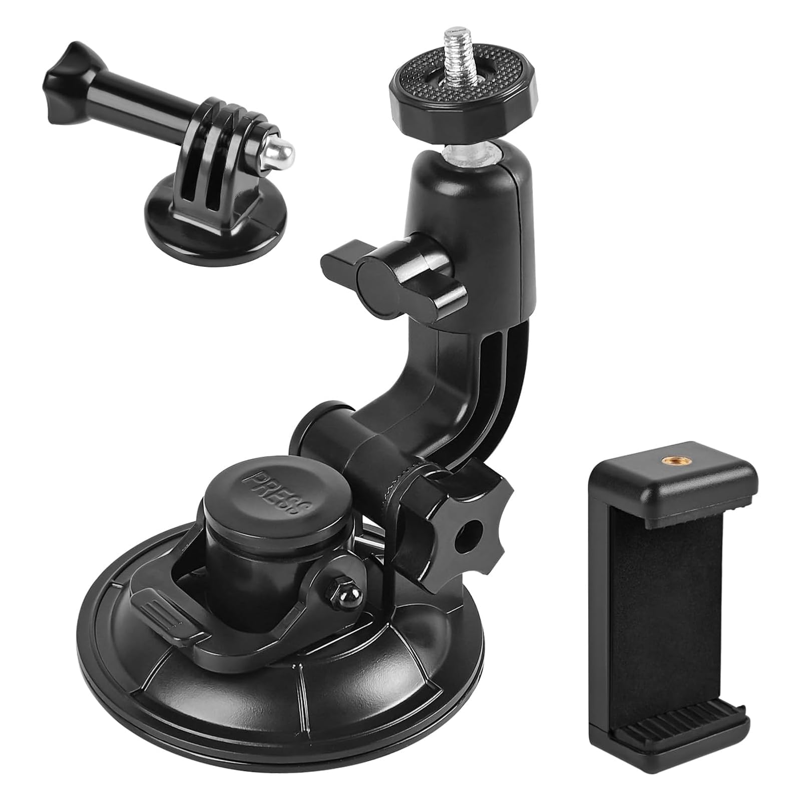 ShipeeKin Heavy Duty 9CM Suction Cup Mount Car Windows Stand on Windshield Dashboard Bonnet for all Gopro Heros, SJCAMs, Geekpro, Garmin VIRB Xe, Xiaomi Yi 4k, DSLR & Smartphone for Vlog/POV