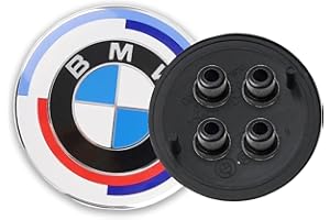 CINKENYO 2pcs Replacement hood emble for B-M-W Hood Trunk Emblems 82mm & 74mm with 4 Grommets-Fit All Models X3 X5 X6 3-8 Series 325i 328i E46 E30 E36 E34 E38 E39 E60 E65 E90,Blue White(50th anniversar)