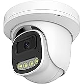 CQH 4MP PoE IP Turret Dome Camera with Microphone/Audio, IP Security Camera | Outdoor Indoor Wired, Human Motion Detection, Waterproof IP66, 2.8mm Lens, 24/7 Recording, Night Vision 65ft