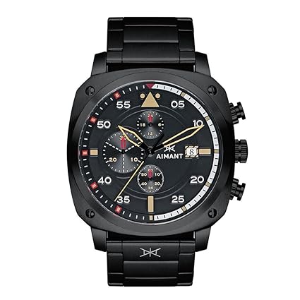 AIMANT Mens Dakar Black with Black Stainless Steel Bracelet GDA-230S1-11