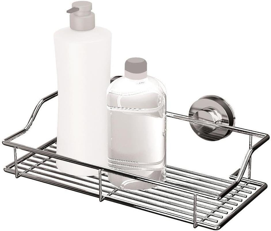 Blue Canyon Gecko Large Wire Rack, Shower Caddy with Vacuum Suction, Quick Lock Suction Cup, No Drill and No Screws Required, Removable, Reusable and Repositionable, Stainless Steel