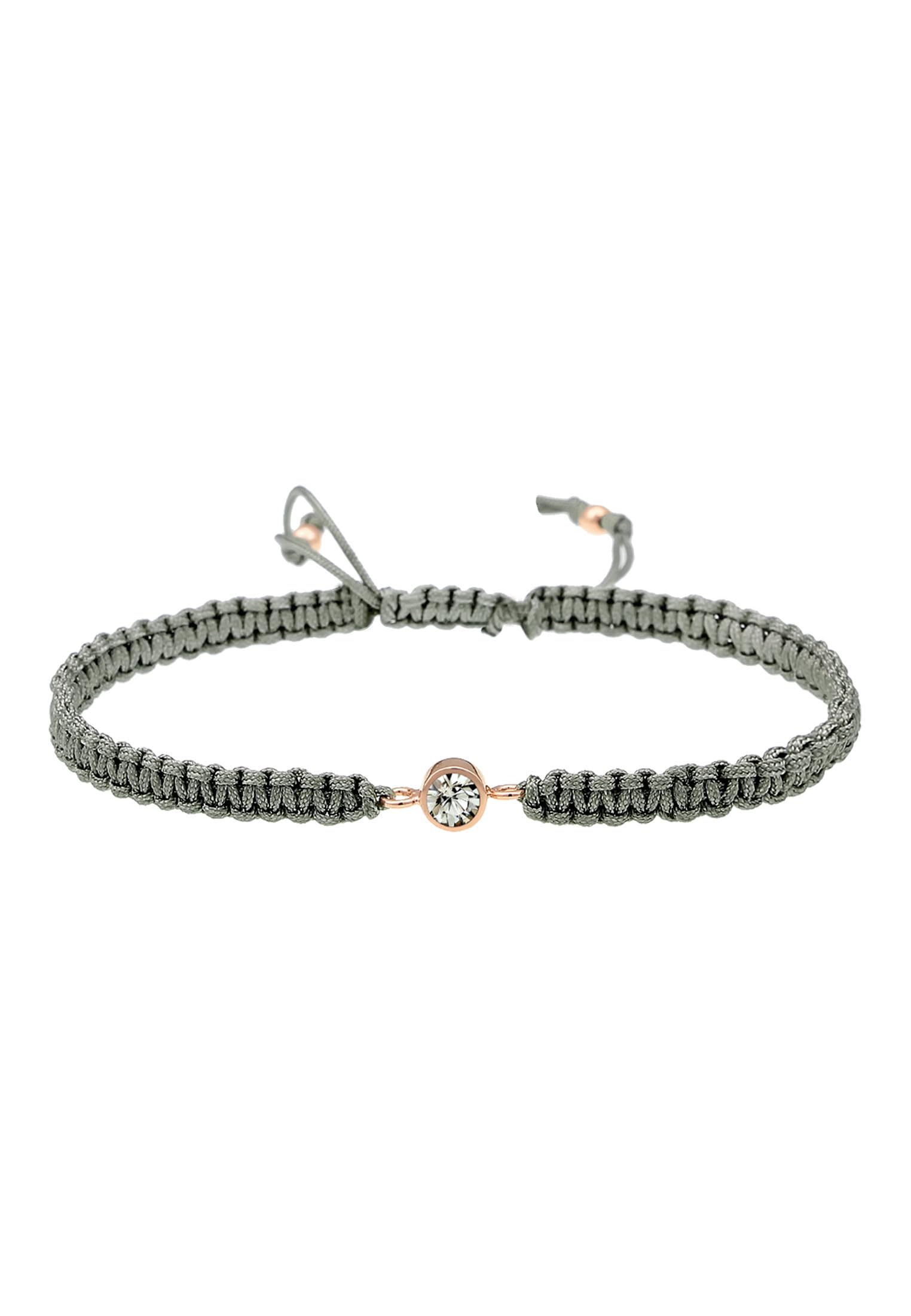 Elli Bracelet Solitaire Node Knot Textile Crystals 925 Sterling Silver