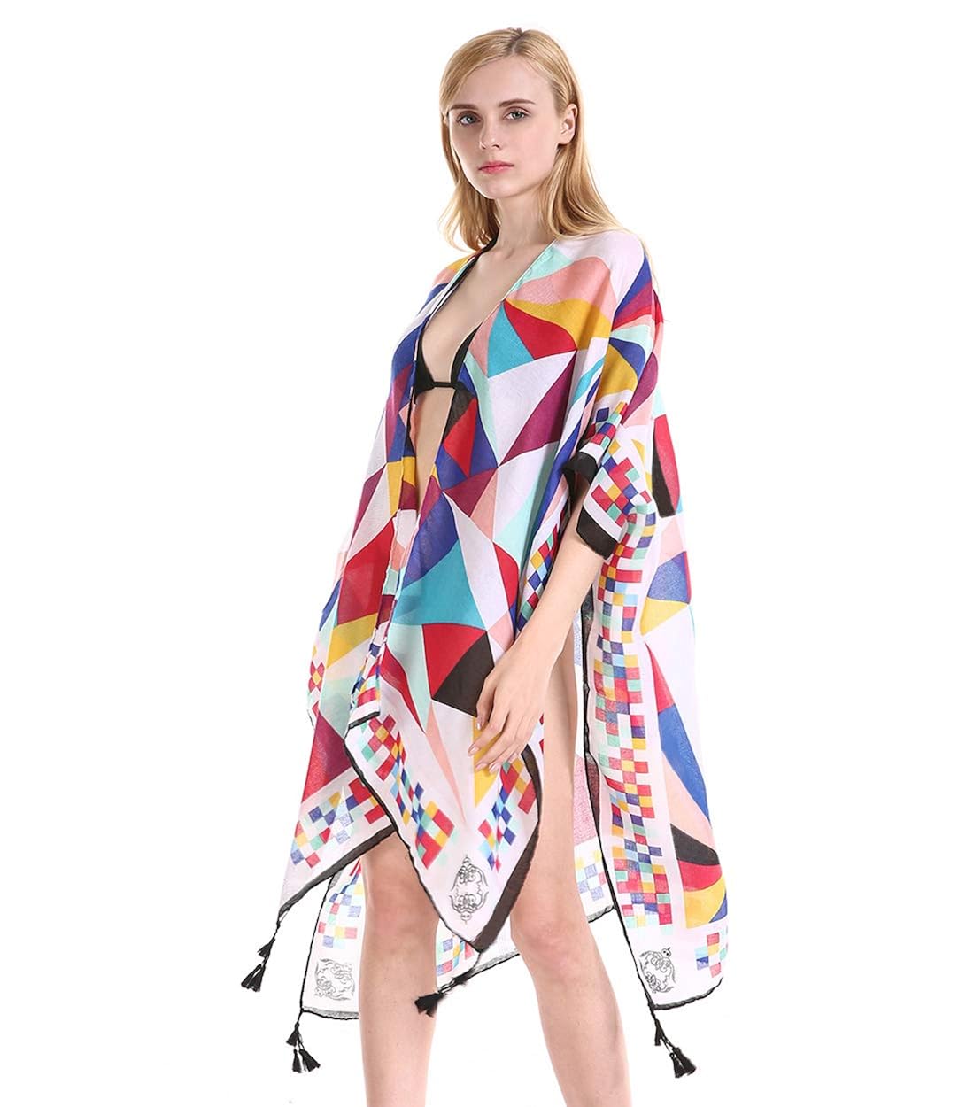 Women Floral Kimono Swimsuit Cover Up Cardigan - Long ...