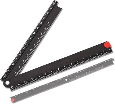 Akozon 30cm Folding Ruler with 0-300mm Length and 0-90° Protractor