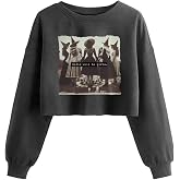 Jliqt Women's Halloween Graphic Cropped Pullover Sweatshirt | Crewneck outfits,Soft skin friendly fabric,Cropped silhouette,Drop Shoulder,Street Style,Spooky Season 2026