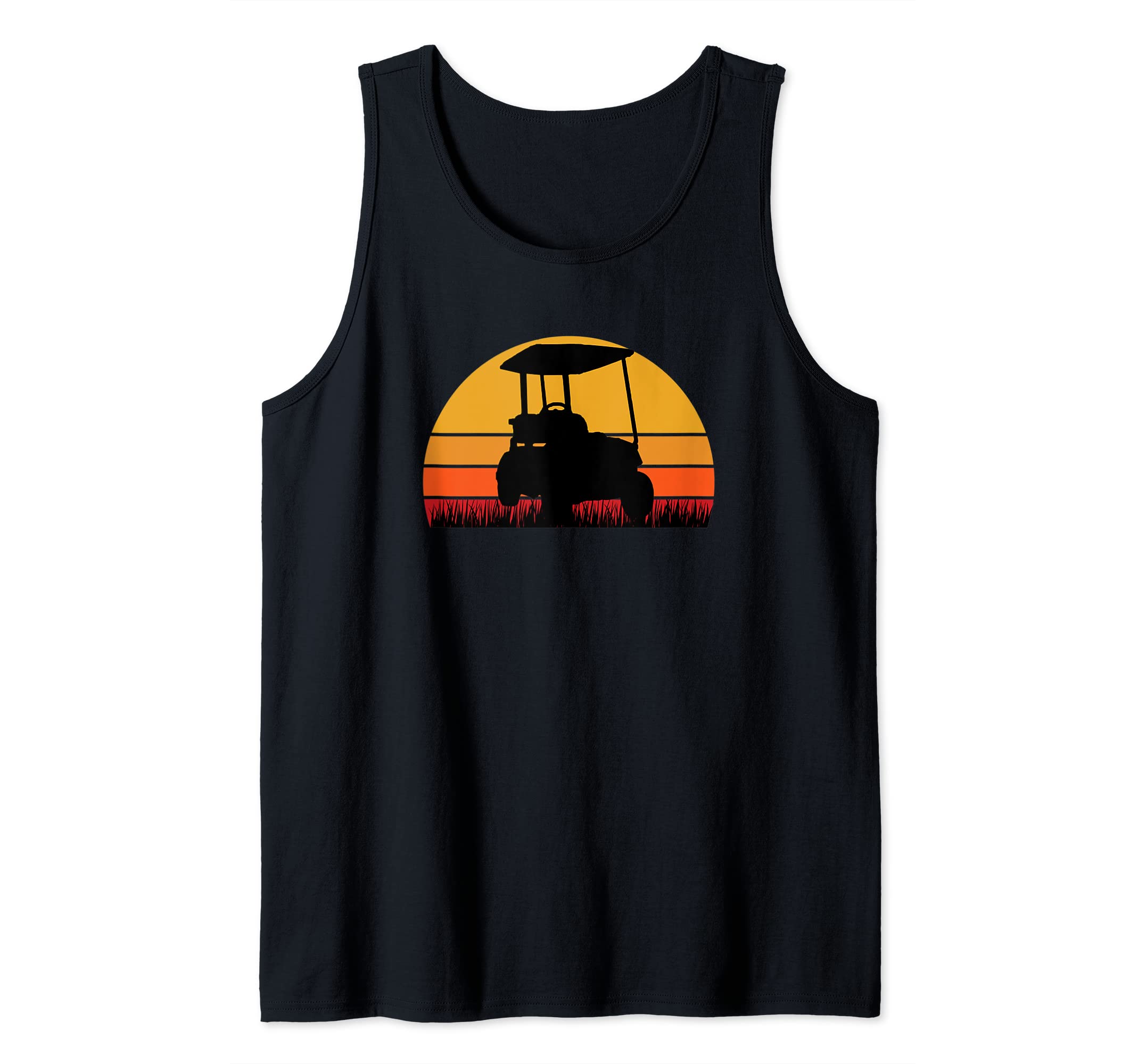 Golf Cart Sunset Retro Golfing Golfer Course Par Birdie Tank Top
