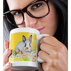 3dRose Calico Bunny Rabbit with Daisy Flowers and