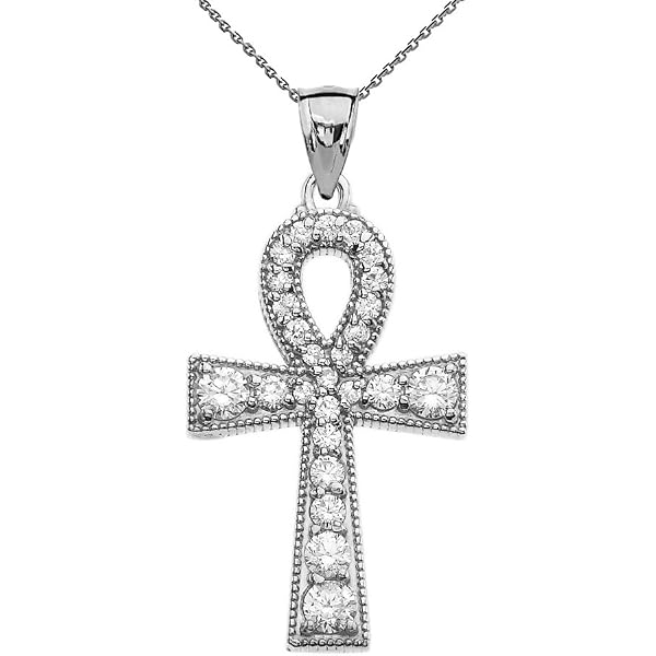 Sterling Silver Ankh Cross Pendant Necklace – Sparkle-Cut & Filigree Design, Hand-Polished Egyptian Symbol 4 thumbnail image