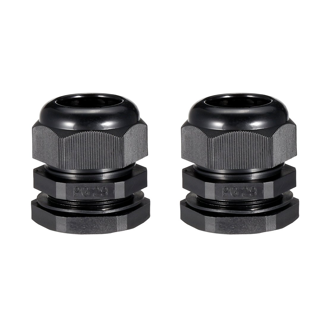 Sourcingmap 2Pcs PG29 Cable Gland Waterproof Plastic Joint Adjustable Locknut Black for 18mm-25mm Dia Cable Wire