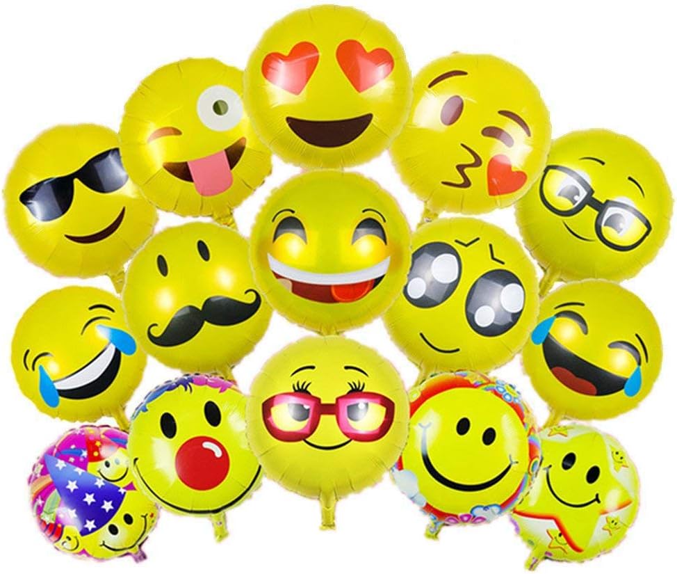 Emoji Party Balloons,BCMRUN Pack of 36 18 inches Foil Helium Balloons