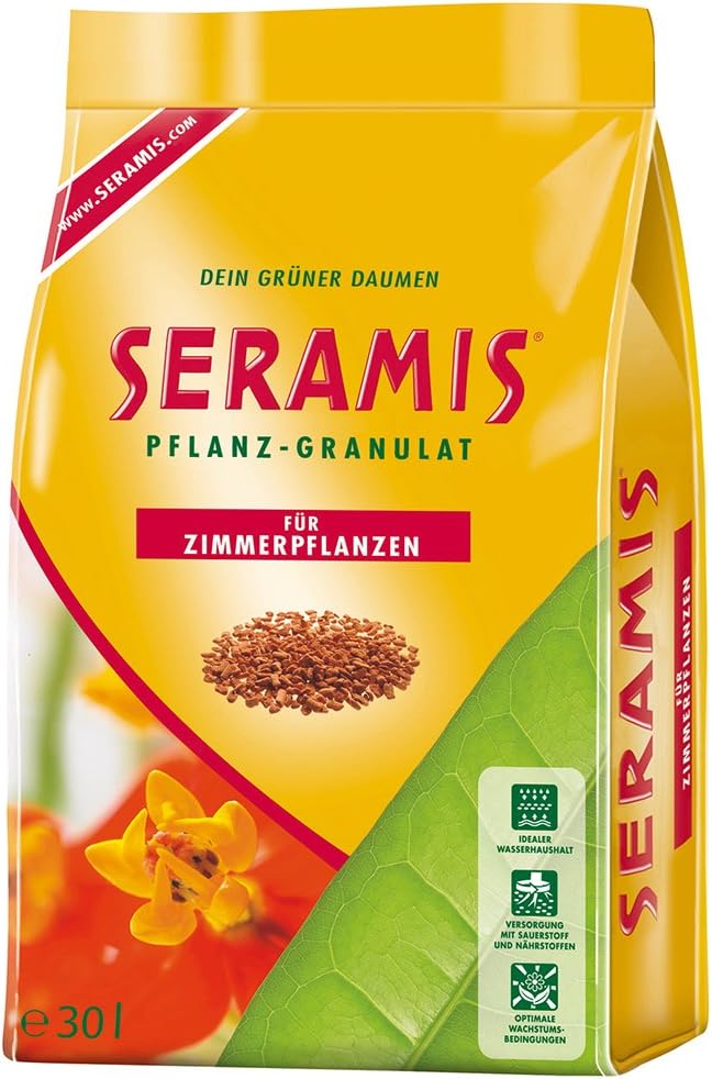 Seramis Ton-Granulat als Pflanzenerden-Ersatz für Zimmerpflanzen, Grün-, Blühpflanzen und Kräuter, Pflanz-Granulat, Ton-Farbe, 30 Liter