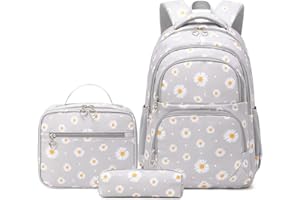 EKUIZAI 3Pcs Daisy Prints Backpack Sets Kids Bookbag Primary School Daypack Elementary Students Knapsack for Teens Girls