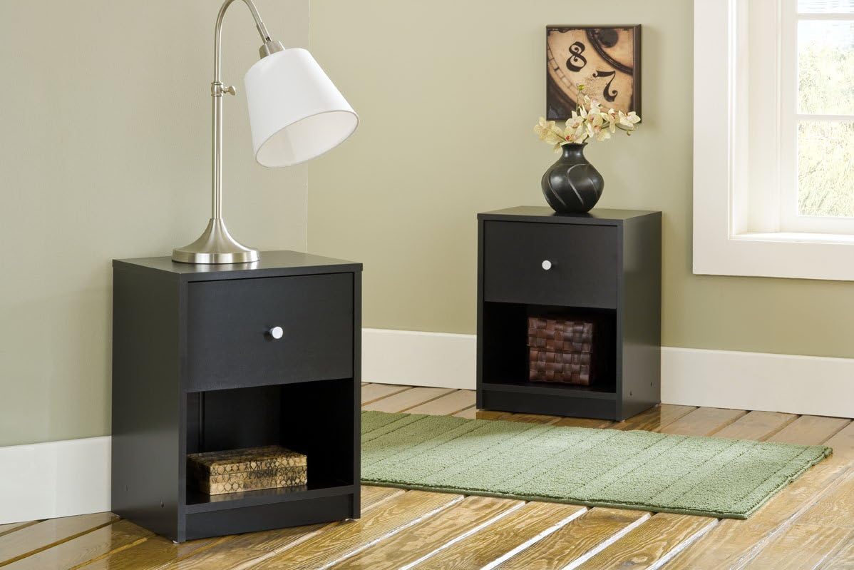 Amazon Com Tvilum Portland 1 Drawer Nightstand Black Furniture Decor