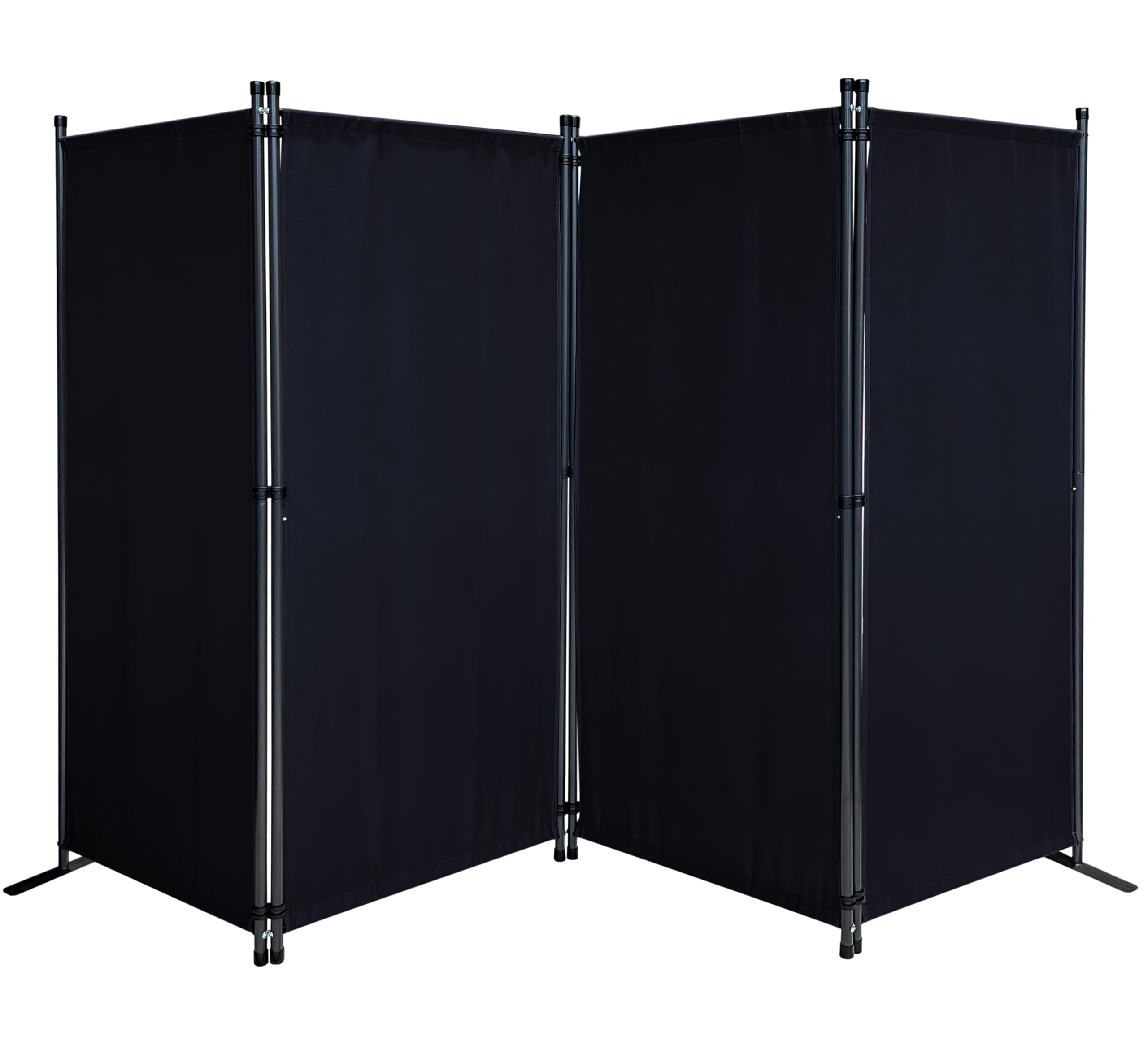 Paravent 220 x 165 cm Fabric Room Devider Garden 4-Part Patrition Wall Foldable Balcony Privacy Screen Black