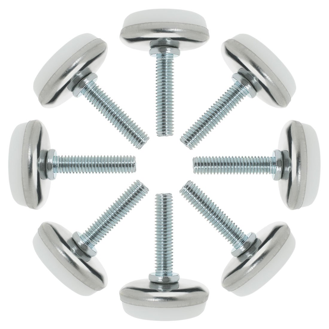 Sourcingmap M6 x 23 x 28mm Screw on Furniture Glide Leveling Feet Adjustable Leveler Pad for Chair Industrial Machine Desk Leg 8pcs