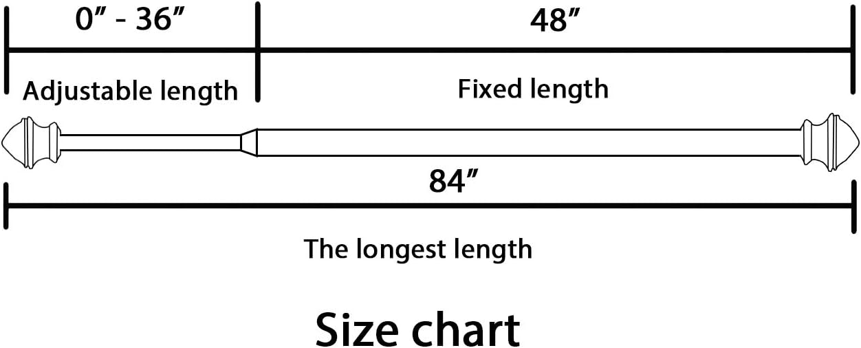 Window Curtain Rod Telescoping Single Drapery Rod Sets with Square Finials, Adjustable Length from 48 to 84-Inch, 5/8 Inch Diameter, 2 Pack, Nickel: Home Improvement