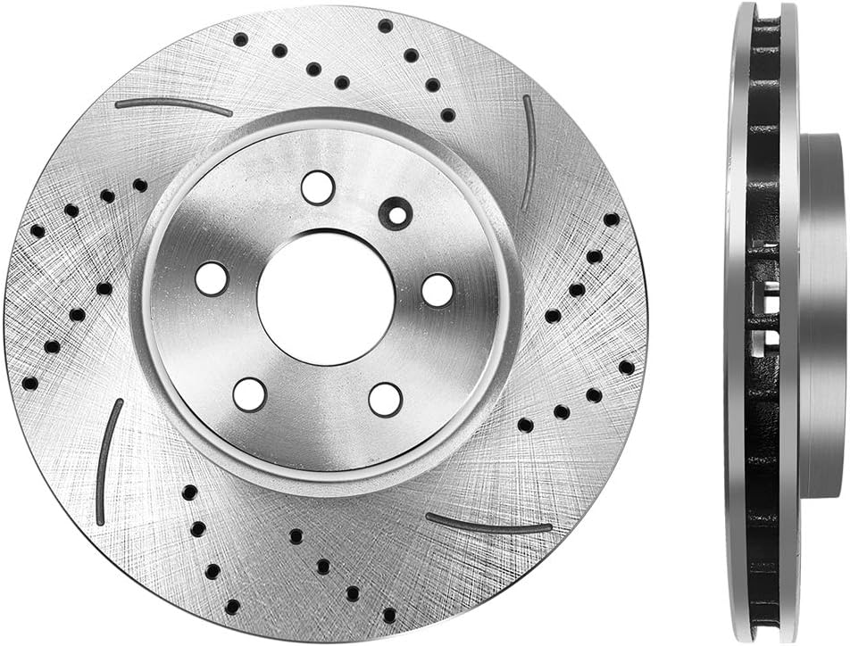 2PCS Front Cross Drilled and Slotted Brake Rotor Disc Kit