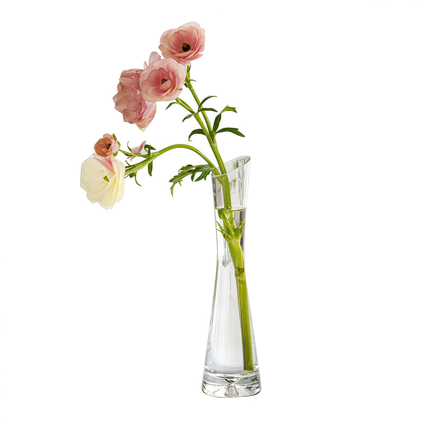 Small Flower Vase Clear Mini Mouth Single Stem Vases Flower Bud Vase Decorative Bottles for Wedding Party Home Decor Centerpiece Living Room Office Décor 20CM Height