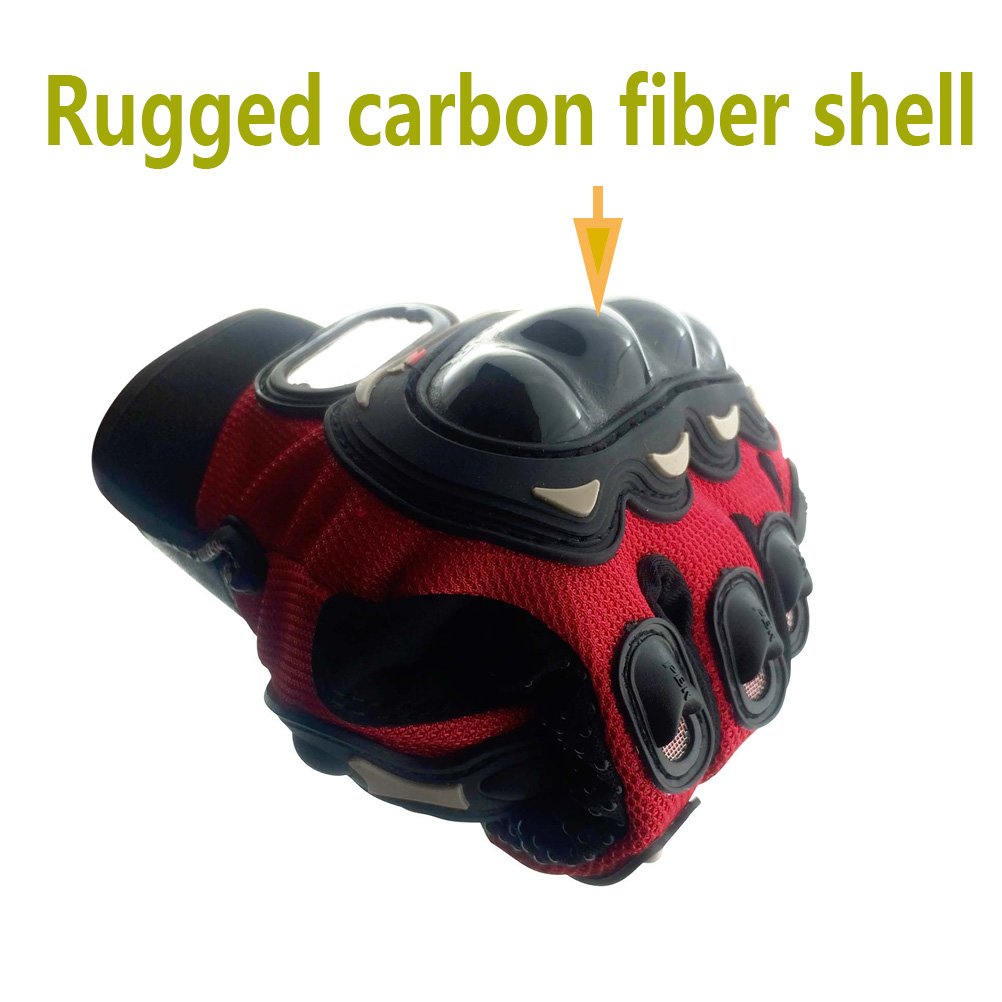 Advanced Fabric Hard Knuckle Gloves Indoor Cycling Gloves Full Fingers Motorcycle Gloves Combat Gloves Paintball Gloves Shooting Gloves Tactical Gloves for Men Women Kids Youth,1 Pair(Red)