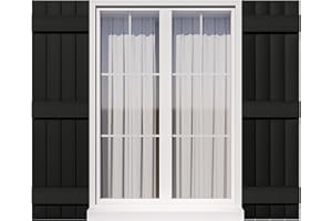 Ortus Collective Exterior Window Shutters - Weather-Resistant Polypropylene, Easy DIY Install - Board and Batten Shutters for Windows Outside, Vinyl, Brick, 14.5"W*39" H, Black