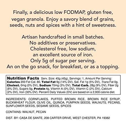 Bulk & Save! Casa de Sante Low FODMAP Granola - Gluten Free, Oat Free, Vegan, Dairy Free Artisan Snack, Breakfast or Topping (12 Pack, Golden Turmeric)