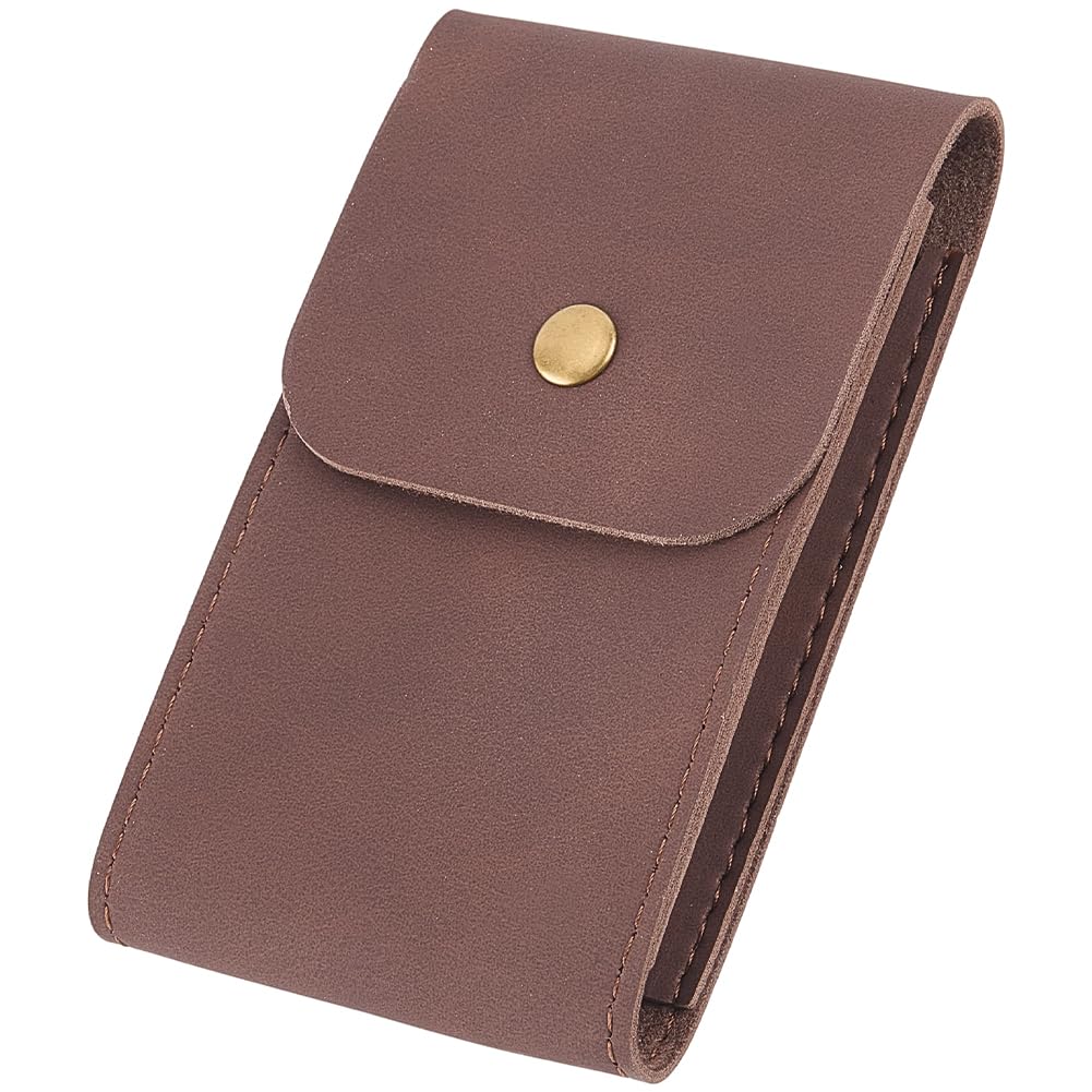CALFOVERA PU Leather Playing Card Case Single Deck Leather Playing Card Holder Box Pouch Multipurpose Compatible Wallet with Snap Button for Poker Bridge Board Games Travel Accessory(Coconut Brown)