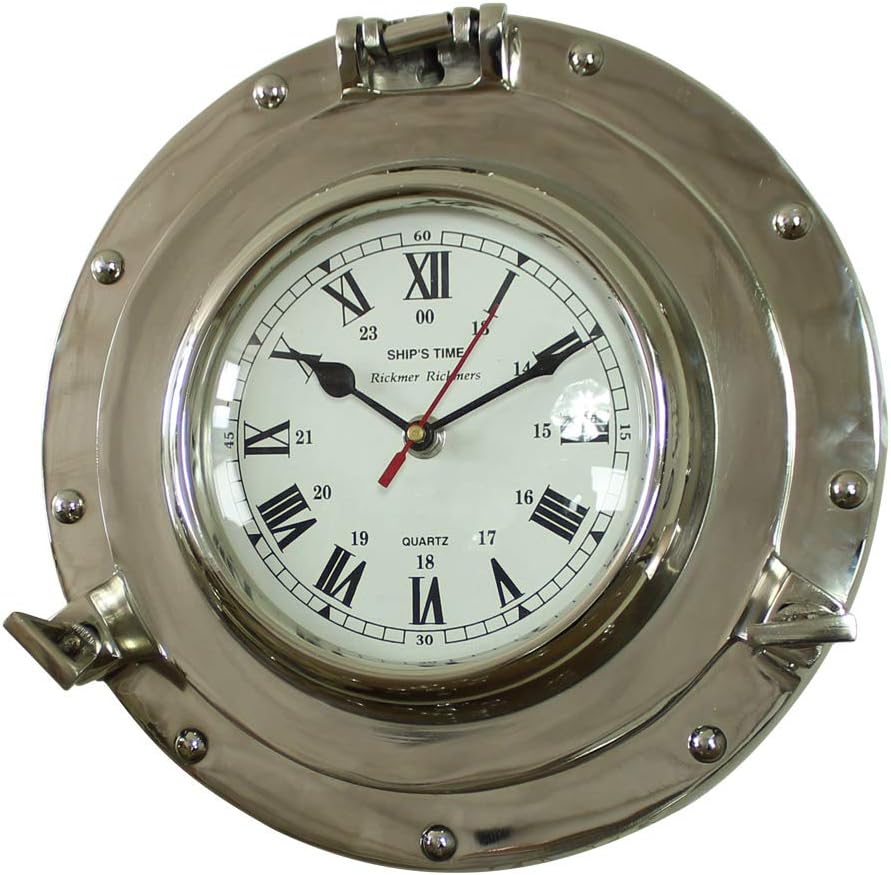 Silver Metal Nautical Porthole Wall Clock Amazon.co.uk Garden & Outdoors