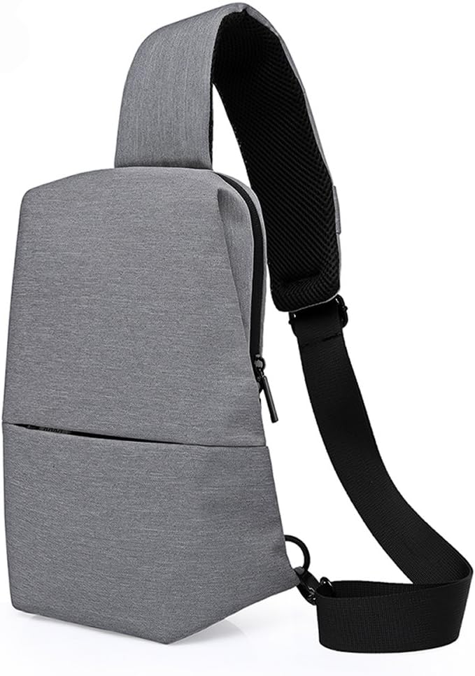 FREEMASTER Canvas Sling Bag Crossbody Messenger Pack Travel Hiking Chest Bag (Grey)