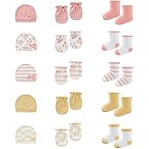 BABYSOLIS 15 Pack Infant Hats Gloves Socks Unisex Baby Boy Girl Accessories Set Cotton New Born Caps Mittens