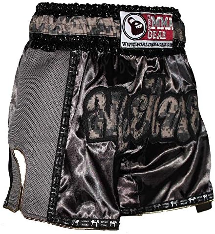 World MMA Gear Retro Muay Thai Shorts Camo Camouflage Kickboxing Thai Boxing Trunks