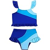 Mioglrie Toddler Baby Swimsuit Girl Summer 2 Piece Girl Bathing Suit 2T-6T Girls Tankini Color Block Bikini Swimwear