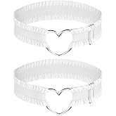 2 Pcs Thigh Belt Leg Garter Adjustable Heart Lace Thigh Garters, White Heart Garter Belts Elastic Leg Garters Belt for Women