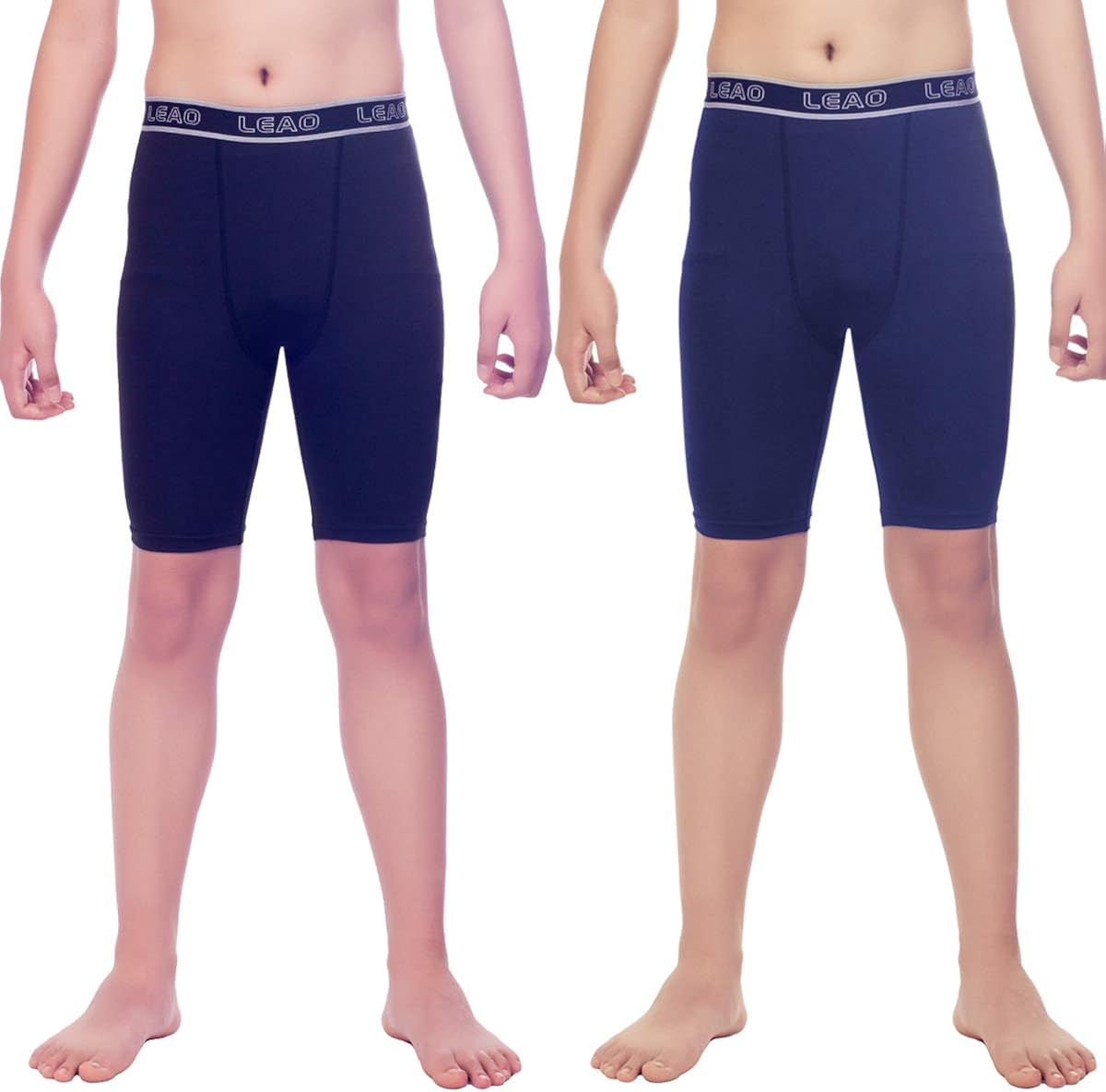 LEAO Youth Boys Compression Shorts 2-Pack Performance Athletic Underwear Sports Boxer Briefs: Clothing