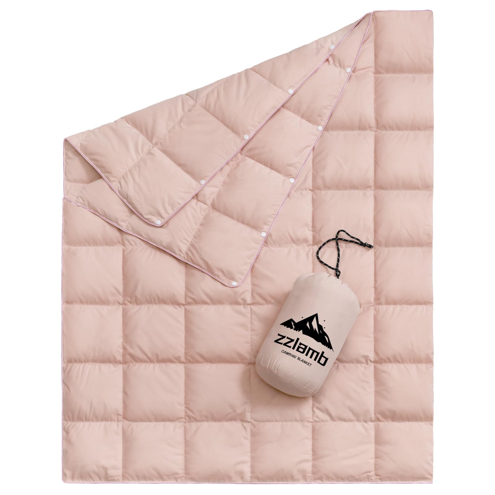 Photo 1 of zzlamb Packable & Lightweight Camping Blanket, Soft Travel Duck Down Throw 650 Fill Power, Compact Warm Down Lap Blanket for Couch Airplane Car Picnic RV Backpacking Beach, 50x77in Cherry Pink