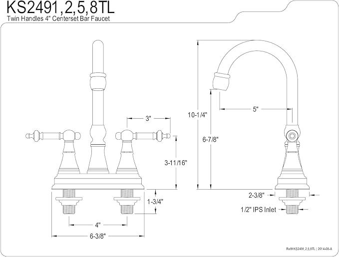 Kingston Brass Ks2492tl Tuscany Bar Faucet Polished Brass