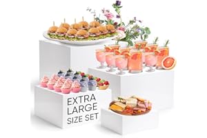 YOPPIX 13.8" Extra Large Size Buffet Risers, Dessert Table Display Set, Acrylic Display Stands, Display Stand Shelf for Catering Dessert Collectibles Jewelry Figures Show, Cube Display Nesting Risers