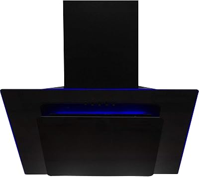 SIA 90cm Black Glass Angled Kitchen Cooker Hood with LED Mood Lighting