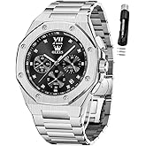 OLEVS Watches for Men Stainless Steel Business Dress Large Easy to Read Analog Watch Waterproof Luminous Casual Luxury Men Watch