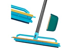 Ylebs Carpet Rake for Pet Hair Removal Tool, Reusable Pet Hair Remover Broom with 56” Long Handle, Cat & Dog Hair Carpet Scraper for Rugs Mats Couch