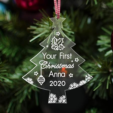 personalised baby's 1st christmas tree decorations