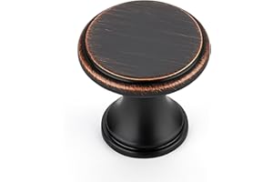 Ravinte 10 Pack Oil Rubbed Bronze Kitchen Cabinet Knobs, Solid Oil Rubbed Bronze Pulls Zinc Handles Simple Drawer Cabinet Hardware for Cupboard Drawer Knobs
