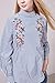 StarDream Striped Embroidered Flowers High Neck Blouse Women Vintage Casual Shirt Tops